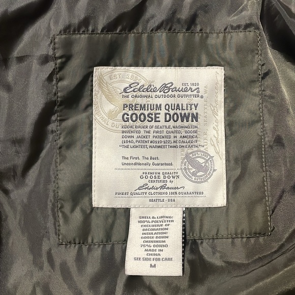 Eddie Bauer Premium Goose Down Quilted Puffer Vest Medium Zip Pockets Brown - Picture 11 of 16